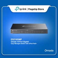 TP‑Link Omada ES210GMP 10‑Port Gigabit Switch 8×PoE+ 123W Budget 2×SFP 250 m Extend Fanless Cloud Ma