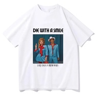 Harajuku Hip Hop T-Shirt Bruno Mars and Lady Gaga Die with A Smile Unisex Casual Gothic Short Sleeve