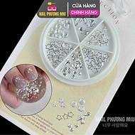 Khay Charm Biển Vỏ Sò, Cá, Sao Biển Mùa Hè Bằng Kim Loại Không Gỉ Hộp Tròn 6 Ô Màu Bạc Làm Nail Sáng