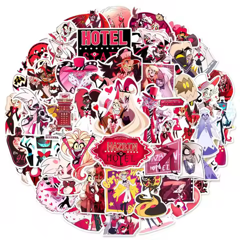 56Pcs Cartoon Helluva Boss Stickers Hazbin Hotel Decals PVC Waterproof Suitcase Laptop Helmet Notebo