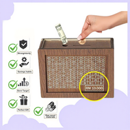 Modern Money Saving Box Wood Money Box with number on the box, Tabung Duit, Saving Planner, Money Ba