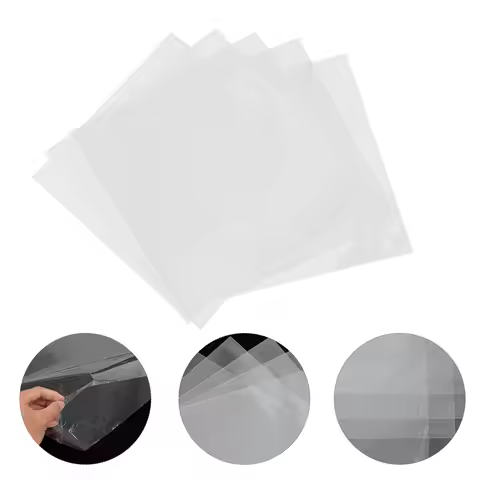 50Pcs Black Vinyl Record Bag Crystal Clear Sleeve for 12Inch Album Protective Cover with Waterproof 