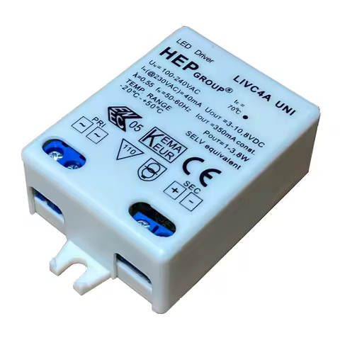 100-240VAC LED Driver HEP GROUP 1-3.8W 3-10.8Vdc 350mA Transformer Driver LSVC3B UNI 700mA, 3W, 4-5V