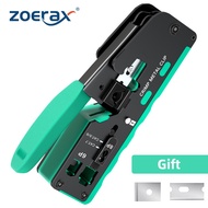 Zoerax CAT7 RJ45 Crimper Crimping Tool Pass Through RJ11 RJ 45 Connector CAT6 CAT5E Modular Plugs With Wire Stripper Cutter