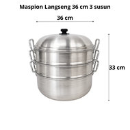 Maspion Langseng Dandang Aluminium Susun 3 / Susun 4 Ukuran 33 36 40 cm Original
