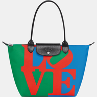 100% Genuine longchamp Le Pliage x Robert Indiana Shopping bag M size Canvas Womens shoulder bag handbag- L2605BBA545 Red color