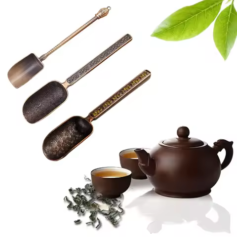 Chinese Tea Spoons Copper Tea Scoop Spoon Tea Leaves Chooser Holder High Quality Chinese Kongfu Tea