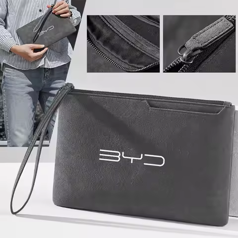 Car Portable Suede Storage Zipper Bag Travel Data Cable Headphone Storage Box For BYD Tang F3 E6 Att
