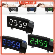 [Chiwanji] Alarm Clock with USB Charger Radio Timeout Projection Curved Screen Alarm