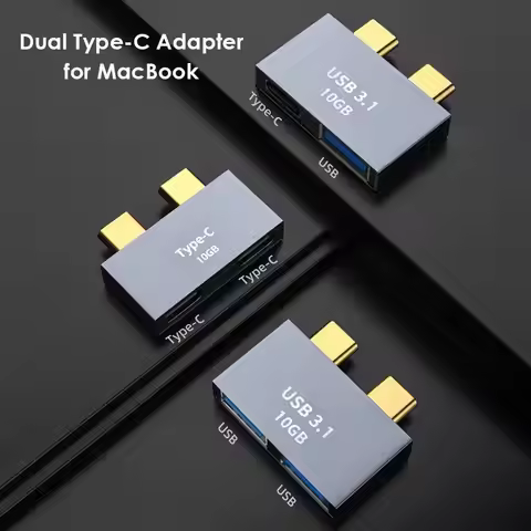 For MacBook Thunderbolt 3 USB C HUB Dual Type-C Adapter for Laptop PC Extender
