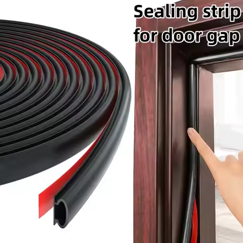 Door Seal Strip Window Door Seal Strip Sound Insulation Strips 6M/1Roll D Shape Collision and Sound 
