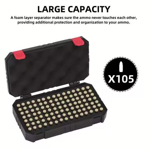 Ammo Storage Case Hold 105 Round, Ammo Box Compatible with 9x19mm Parabellum, 9mm Luger,.380 ACP, 30