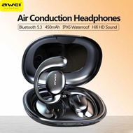 【Sell-Well】 Awei T80 Ows Earhook Sports Headset Air Conduction Wireless Bluetooth Headphones Bluetooth 5.3 Earphones Tws Earbuds 450mah