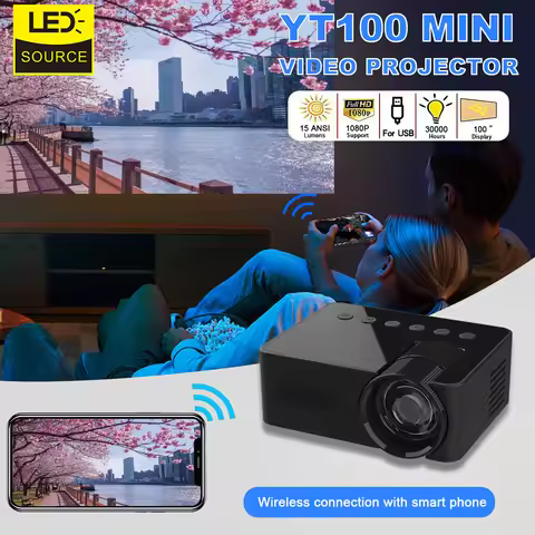 YT100 projector supports mobile power 5V2A charging for home, outdoor entertainment, movies, festiva