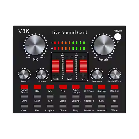 SB-V8K Audio USB External Sound Card Multi Portable Microphone Live Broadcast Sound Card For Mobile 