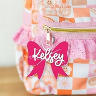 Personalized Kids Name Bag Tag, Custom Coquette Backpack Tag, Waterbottle, Diaper Bag, Lunchbox Name