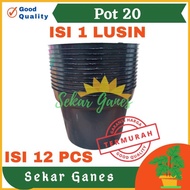 NEW LUSINAN Pot Bunga Murah /Pot Tanaman /Pot Plastik uk 20 CM Hitam
