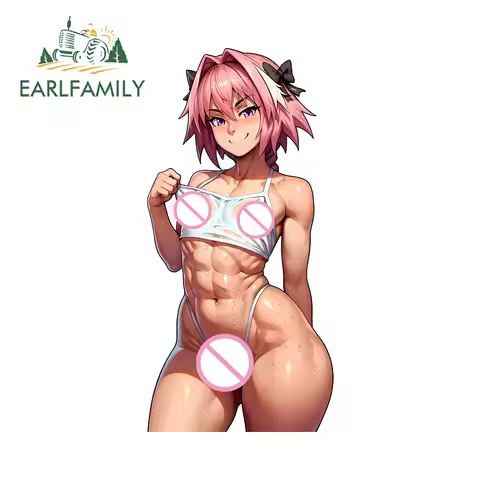 EARLFAMILY Astolfo Femboy Thicc Sticker Car Accessories NSFW Ass Abdominal Muscle Amusing Decals Ecc