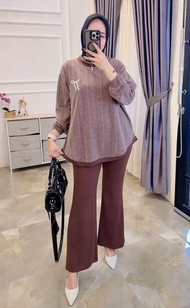 youras setcel kaos knit rajut import bordir cantik kekinian