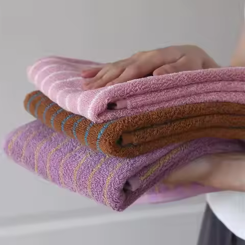 Retro Striped Cotton Towel Skin-Friendly Face Towel 70*140cm Bath Towels Soft Absorbent Face Towel K