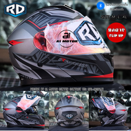 หมวกกันน็อคยกคาง RD รุ่น MATRIX แว่น2ชั้น รองรับการติดบลูทูธ  M L XL มอก.และ ECE 22-05