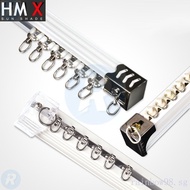 Thickened Aluminum Alloy Curtain Track Curtain Rod Roman Rod Mute Straight Rail Slide Single and Double Track Pulley Top Side Installation K2Z5