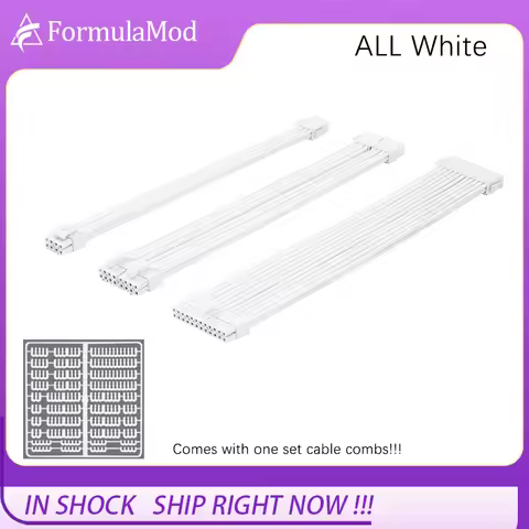 FormulaMod PSU Extension Cable Kit , No Pre-bent Solid Color Cable Solid Combo 300mm ATX24Pin PCI-E8