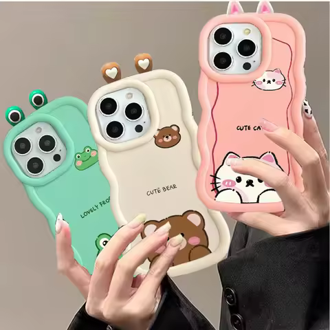 3D Cat Bear Frog Eyes Ears Casing For Motorola Moto Edge 40 NEO G55 G35 E14 G32 G84 G22 G14 5G Case 