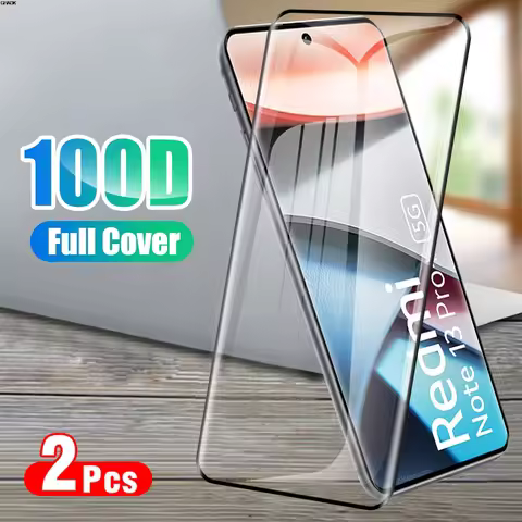 2Pcs Tempered Glass For Xiaomi Redmi Note 13 Pro Plus 5G Full glue curved screen protector redmy Red