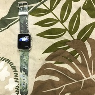 Apple Watch 真皮手錶帶,香港原創設計師品牌 - 綠色油彩圖紋 09