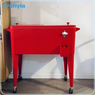 Ice Bucket Cart Insulated Vintage Ice Cart Metal Rolling Beverage Chiller