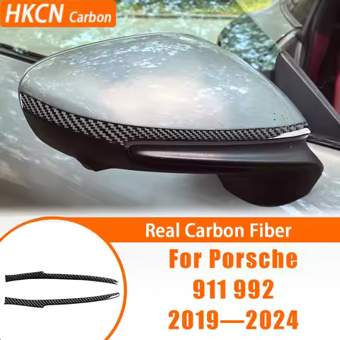 Carbon Fiber Review Mirror Protector Strips Cover Trim Modified Sticker For Porsche 992 911 Car Inte