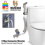 J MALL Bathroom Accessories SET 3 WAY DIVERTER VALVE WATER SEPARATOR Tap T Connector Toilet with han