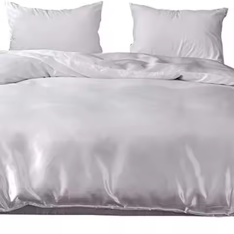 Cal-King/King Size Satin Duvet Cover Set, 600 TC, Satin Bedding Set with Zipper & Corner Ties, 5 Pie