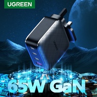 UGREEN 4-Port 65W GaN PD Fast Charger UK plug Quick Charge 3C1A 3 Type C 1 USB A Charger with QC Por