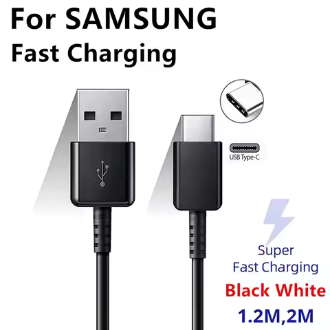 TYPE C Cable 1.2M 2M Fast Charger Data Line For samsung Galaxy S8 S9 S10 S21 Ultra Note 8 9 10 A54 A