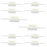 Waziaqoc 10PCS 5W 10 Ohm Ceramic Resistor Set, PCB Mount, White, 10x10x1.5cm, Electronics