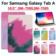 For SAMSUNG Fashion Watercolor Tablet High Quality Samsung Galaxy Tab A 10.5'' 2018 SM-T590 T595 Painting Sweat-proof PU Leather Cover Samsung Galaxy Tab A 10.5'' 2018 t590 case