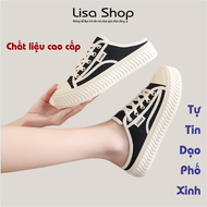 Giày Sục Nữ Thể Thao Giày Sục Nữ Đế cao 3cm Lisa Vải Canvas Xinh Chơi Phố M87