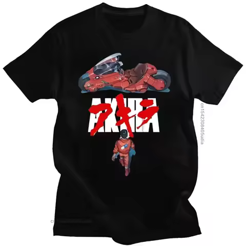 Japanese Akira Synthwave T-Shirt Short Sleeve Spring Summer Men Casual Tshirt Man Hipster Loose Fitn
