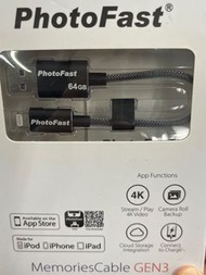 [MFI] 充電線兼記憶體PhotoFast 2合1 USB Lightning 充電備份線