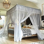 Bed Canopy Large Romantic 4 Corner Mosquito Net Bed Canopy,Square Netting Curtain Princess Bed for Girls Kids Room Decor,3 Door,Gray,2 * 2.2M QIANGQIANG (Color : Gray)