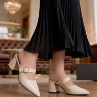 5cm - 7cm high buckle loafers in 3 colors white, black, cream