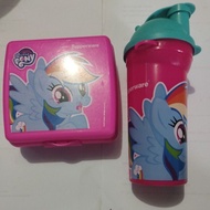 (PRELOVED) Little Pony set/Tupperware Pink Children's Lunch Box