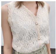 Áo Kiểu Ren Sát Nách Cúc Ngọc Freeszie < 52kg