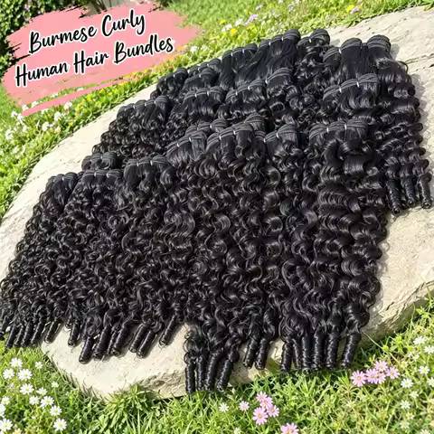 Burmese Curly Hair Bundles Human Hair Extensions Unprocessed Raw Hair Burmese 3C4A Curls 1/3/4 Pcs H