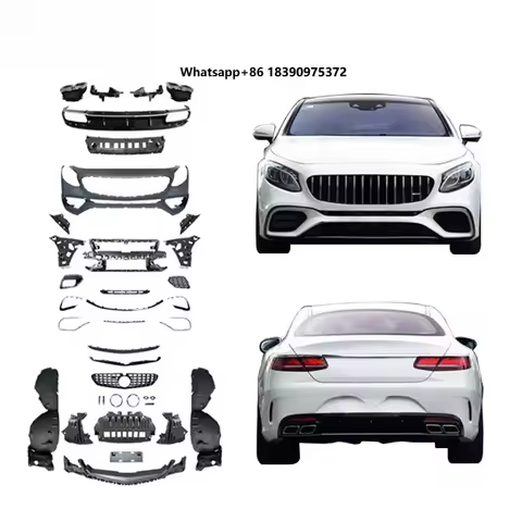 For 2015-2018 S Class Coupe C217 Upgrade S63 A-MG Bodykit Front Bumper Grille Diffuser Exhaust Tips 