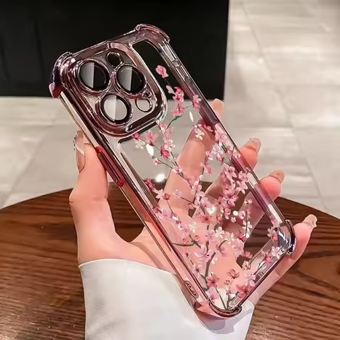 Plum Blossom Electroplated Phone Case for Xiaomi Redmi Note 15 14 13 12 11 Pro Plus 4G 5G 15C 14C 13