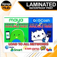 GCASH | MAYA with LOAD | Laminated or Tarpaulin Signage | A4 ( 8" X 11" inches ) | Waterproof Print