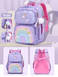 1 Mochila Para Niña Arcoíris, Mochila Linda Para Niños, Mochila Impresa De Unicornio, Adecuada Para Portátiles De 15 Pulgadas, Diseño De Apertura De Cremallera De 90 Grados, Suministros Escolares, Regalo De Cumpleaños Ideal, Para Niñas De 6 A 14 Años, Escuela Y Viaje (impresión Aleatoria) Color Púrpura